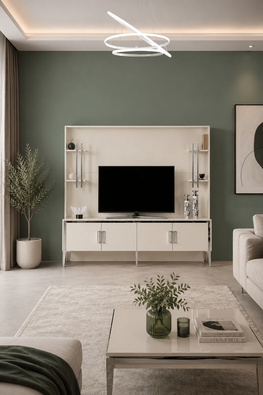 Alyans Ayna Krom Lcd Tv Sehpa Ünite Fonlu 200 Cm