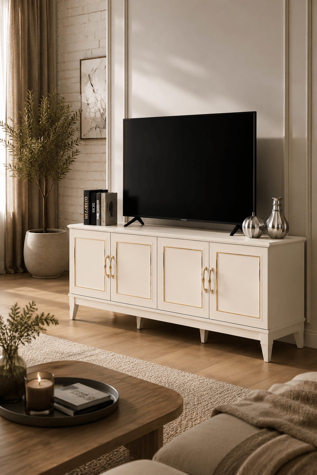 Vera Lcd Tv Sehpa  (Gold)  - 180