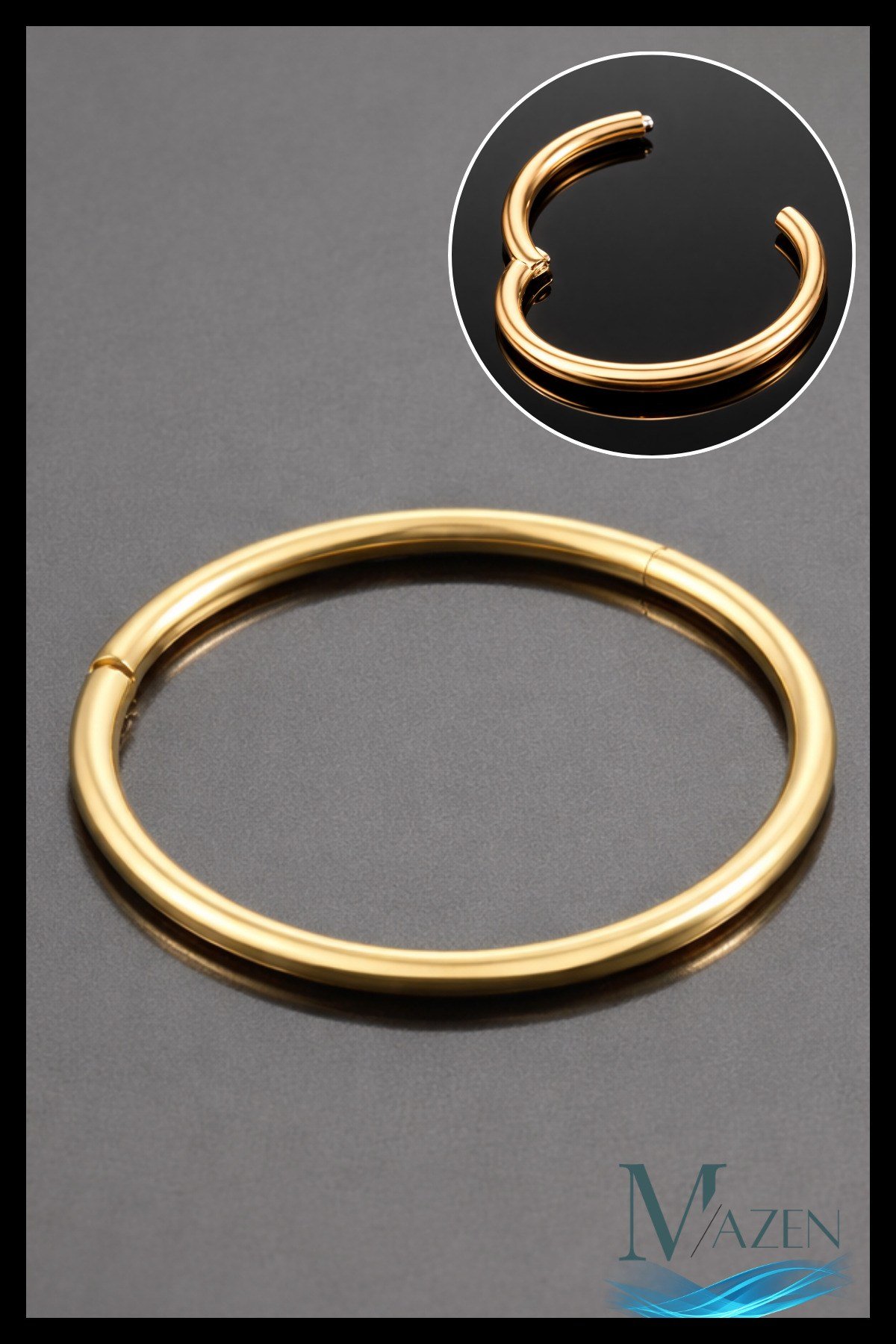 1 mm İnce Barlı Cerrahi Çelik 1 Adet Tam Halka Kıkırdak Tragus Helix Piercing (BEDEN SEÇENEKLİ-GOLD)