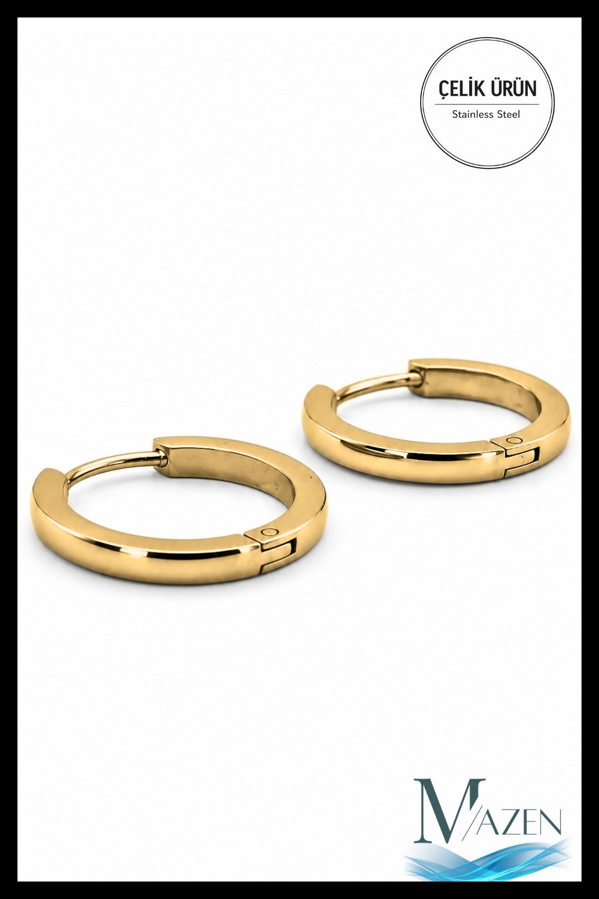 16 mm Cerrahi Çelik Kesitli Bar Kararmaz Halka Küpe Gold Renk Alerji Yapmaz