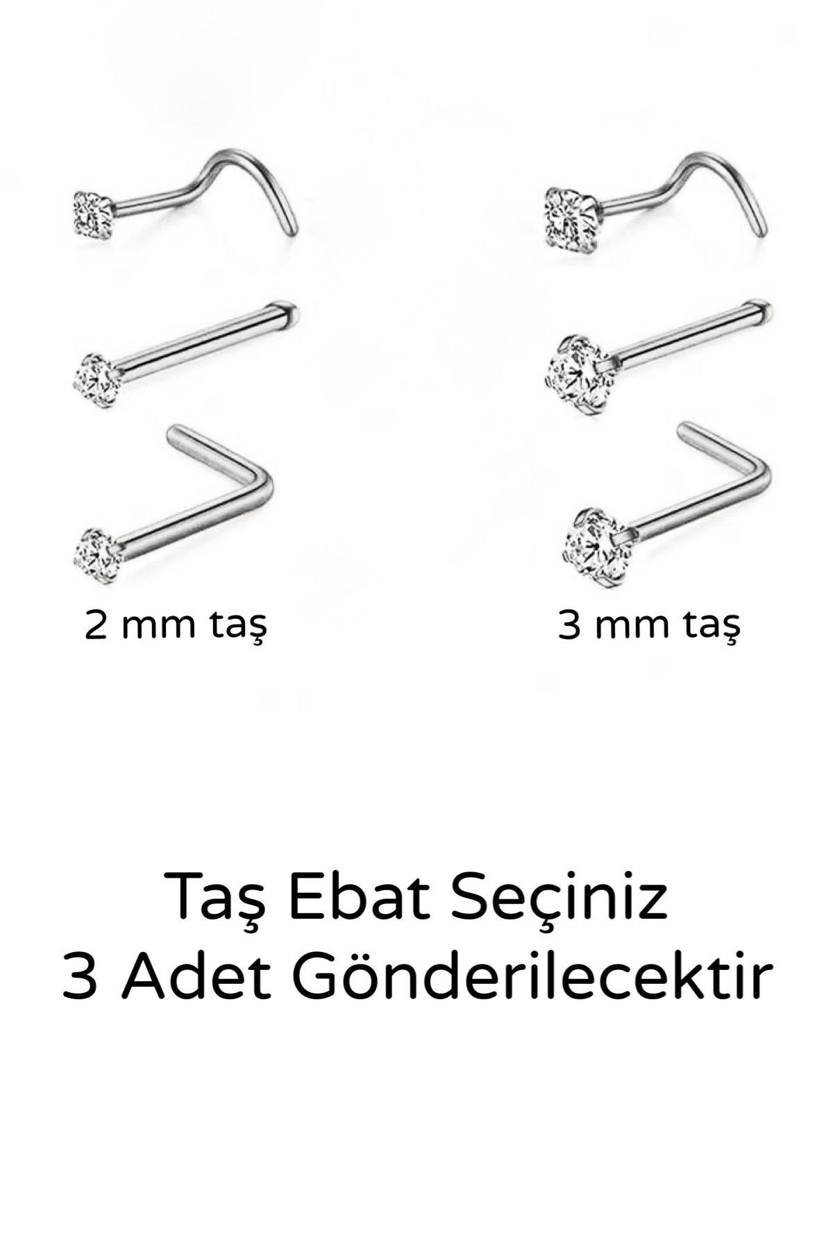 3 Adet Zirkon Taşlı Kararmaz Cerrahi Çelik Hızma