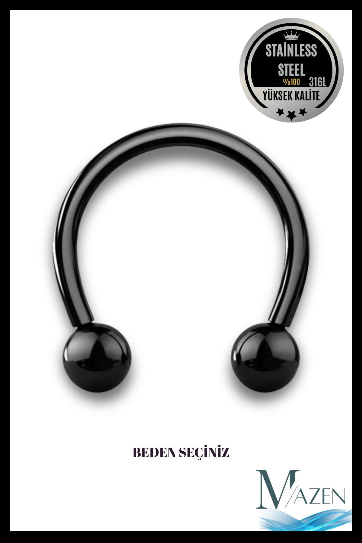 316l Çelik Tragus Piercing | Kararmaz Yarım Halka Nal Model | Kıkırdak Uyumlu | 1 Adet