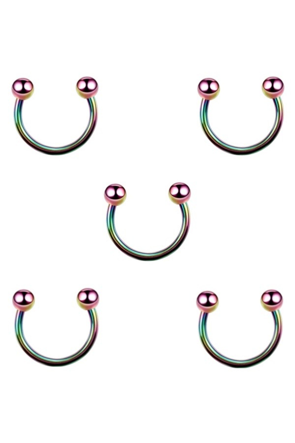 5 Adet Cerrahi Çelik 8 mm Nal Piercing Yarım Halka Piercing