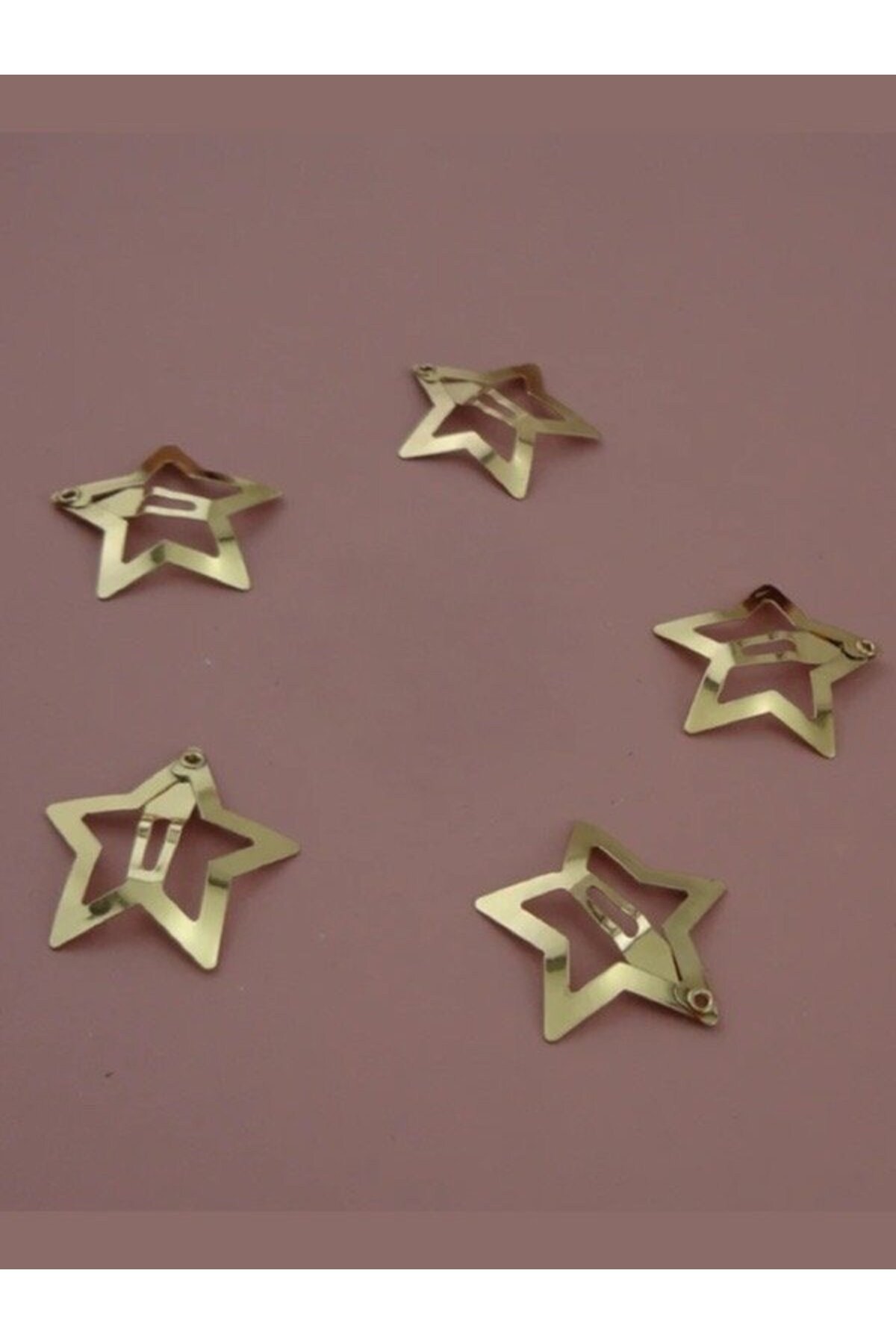 5'li Yıldızlı Sarı Çıtçıt Toka Gold Renk Metal Yıldız Toka 3 cm