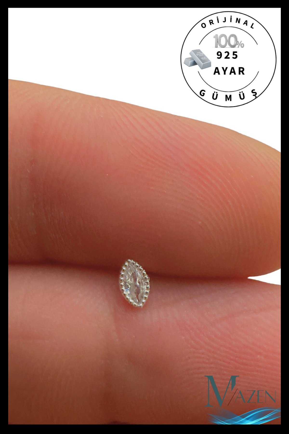 925 Ayar Gümüş Tekli Hızma | Minimalist Burun Piercing | Kadın Takı Aksesuar Elips Model