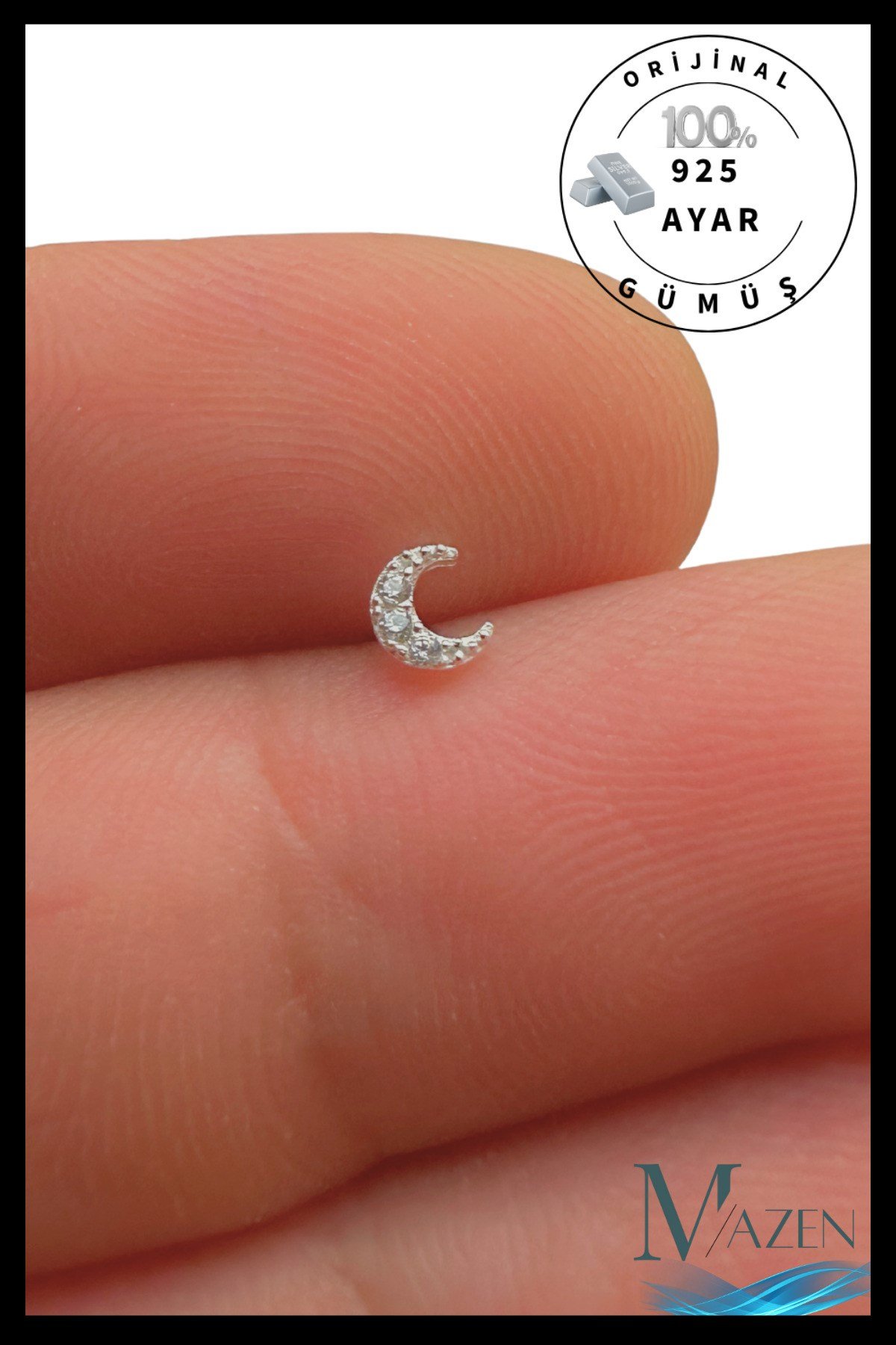 925 Ayar Gümüş Tekli Hızma | Minimalist Burun Piercing | Kadın Takı Aksesuar Hilal Model