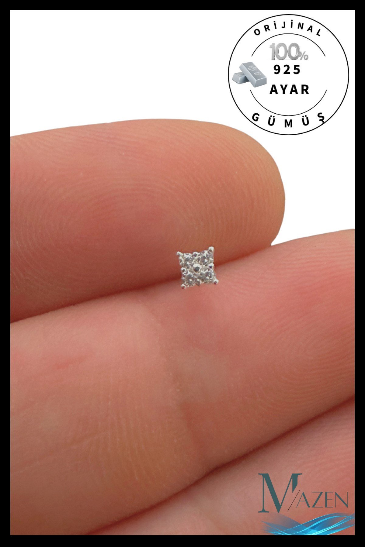 925 Ayar Gümüş Tekli Hızma | Minimalist Burun Piercing | Kadın Takı Aksesuar Bükümlü Kare