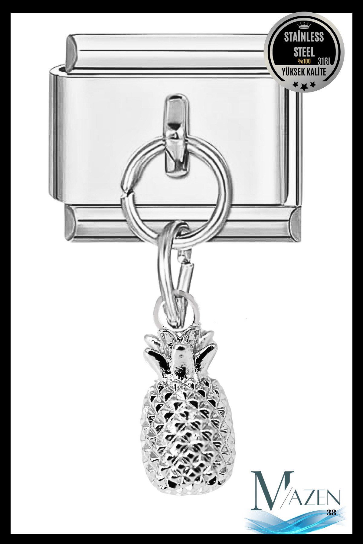 Ananas Sallantılı Charm | İtalyan Bileklik Uyumlu | İtalyan Çarm Kadın Takı Aksesuar