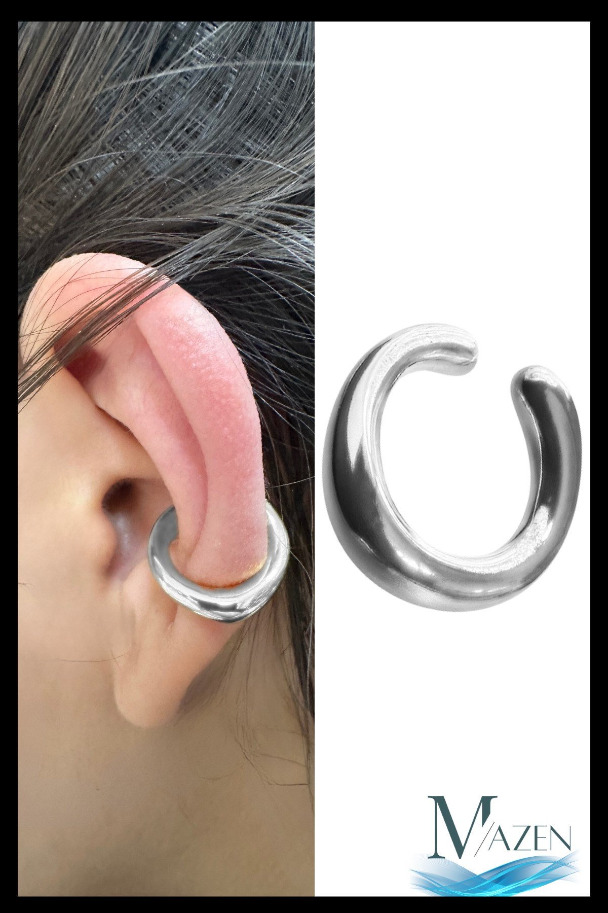 Asimetrik Halka Kıkırdak Küpe | Earcuff | Kadın Takı Aksesuar | Delik Gerektirmeyen