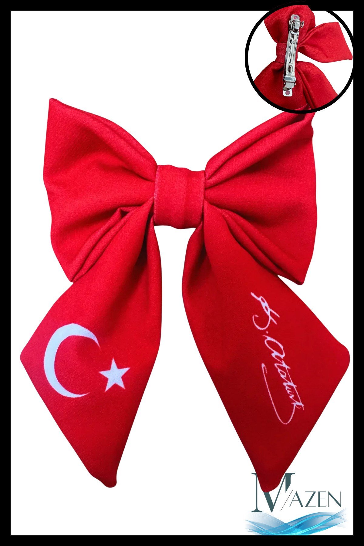 Atatürk İmzalı ve Ay Yıldız Otomatik Fiyonklu Toka Krep Kumaş.