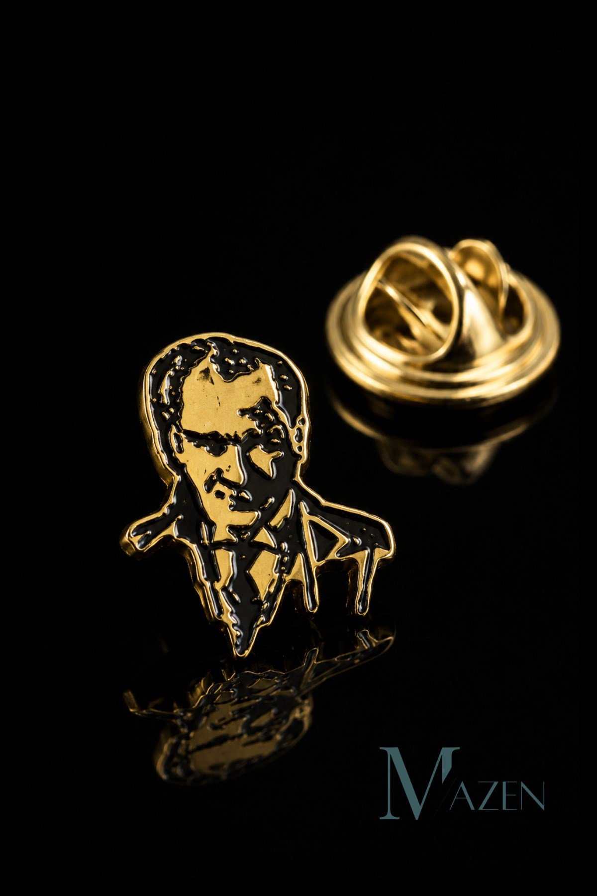 Atatürk Silüet Gold Yaka Rozeti Metal Kıyafet Rozeti Ceket Çanta Şapka Aksesuarı