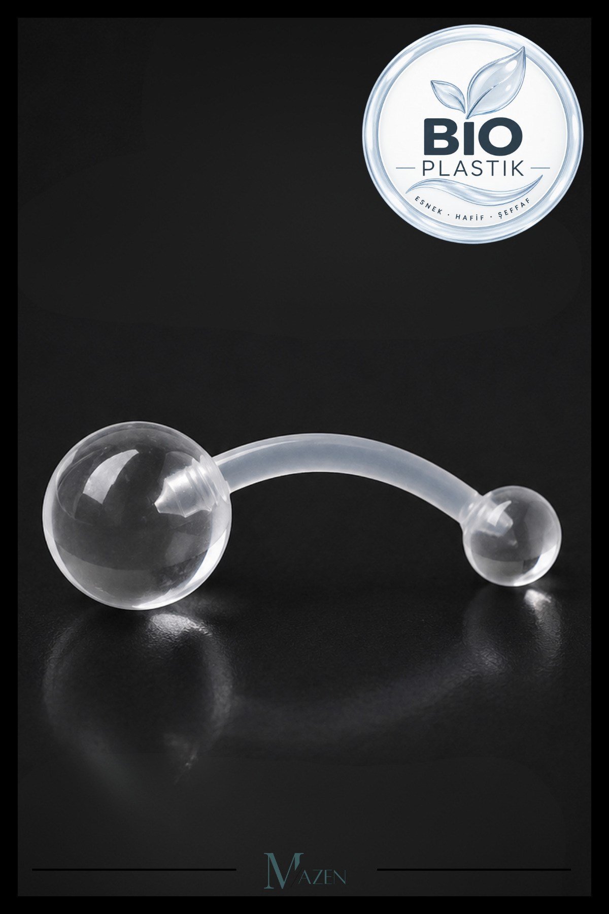 Bioplastik Göbek Piercing Şeffaf Esnek Barbell Göbek Takısı