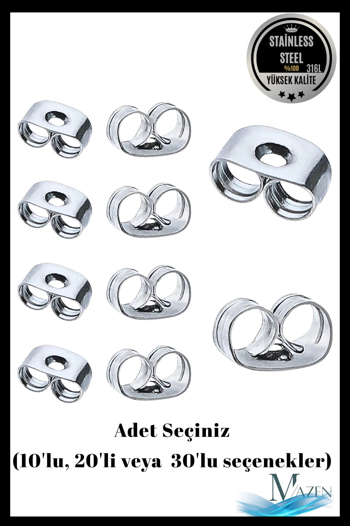 Çelik Antialerjik Küpe Arkası Gümüş Renk ( Adet Seçiniz)