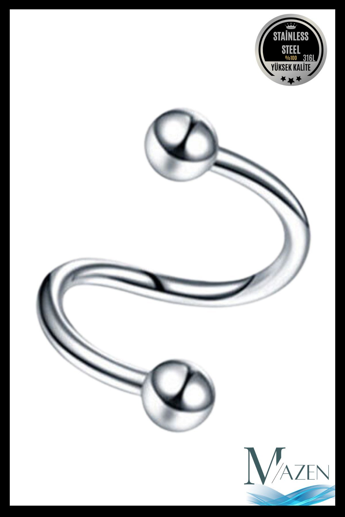 Cerrahi Çelik Spiral Burgulu Kıkırdak Dudak Piercing Gümüş Renk