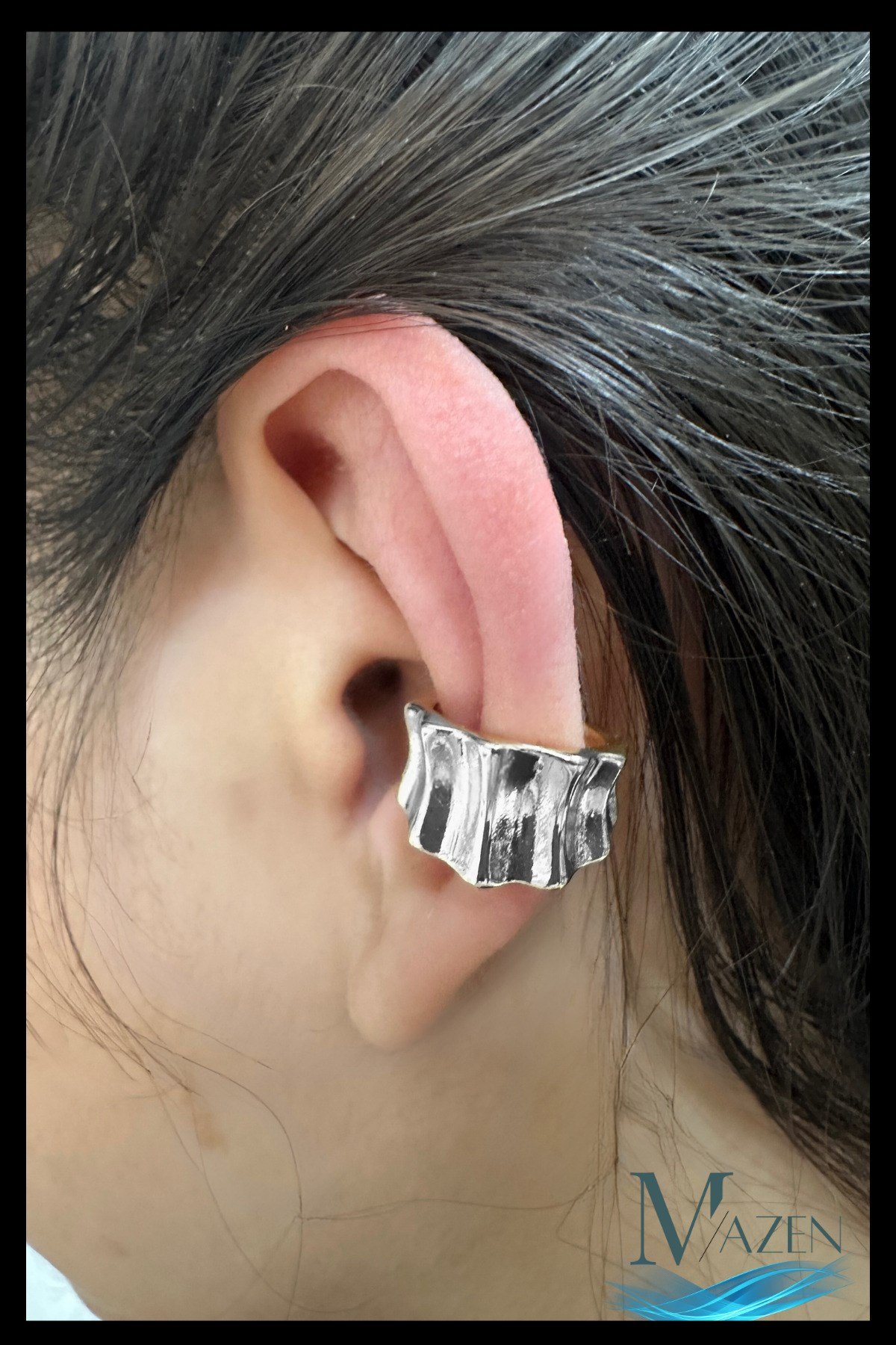 Dalgalı Tasarım Kıkırdak Küpe | Earcuff | Kadın Takı Aksesuar | Delik Gerektirmeyen