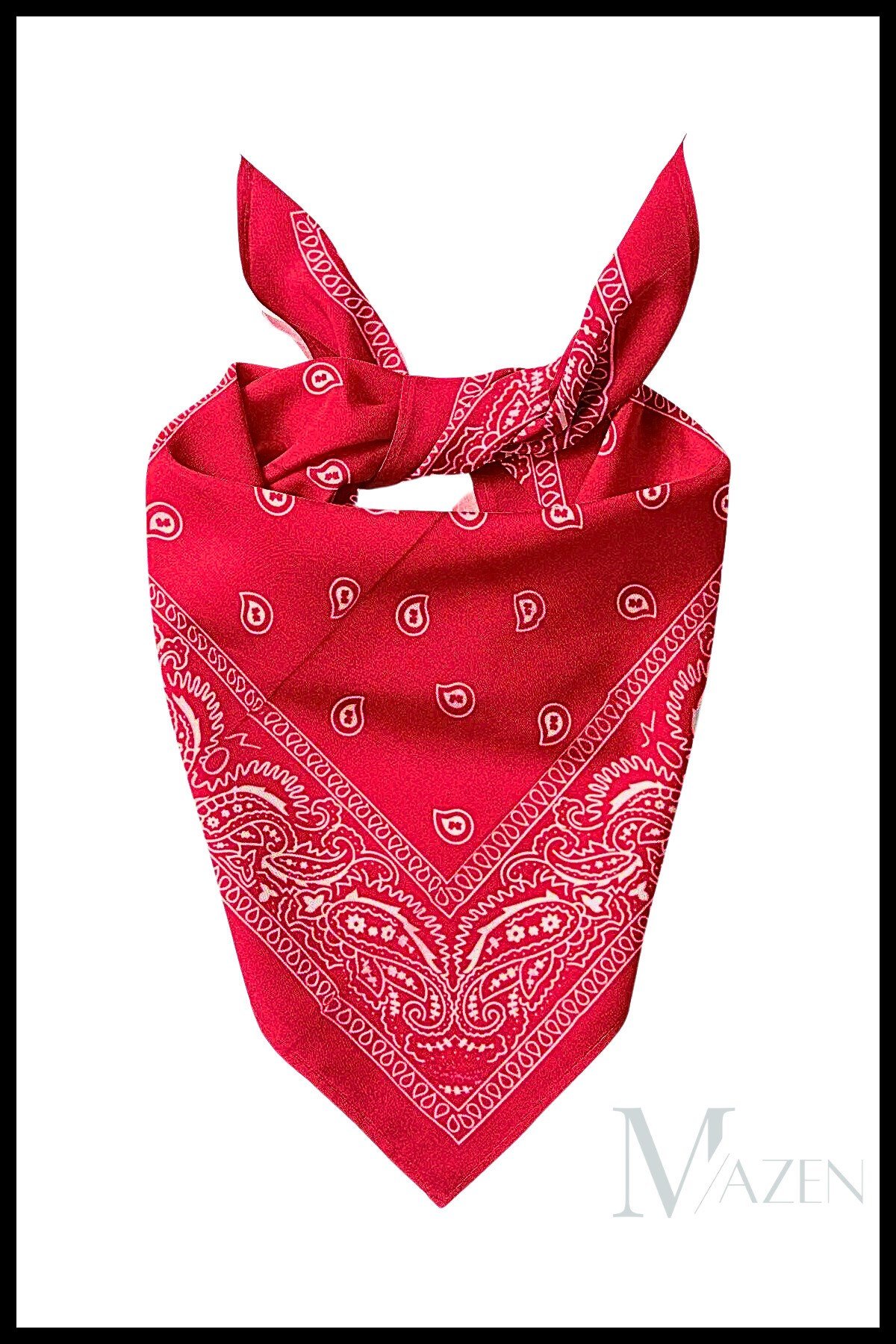 Etnik Desenli Çok Amaçlı Bandana Fular Kırmızı Renk 50x50