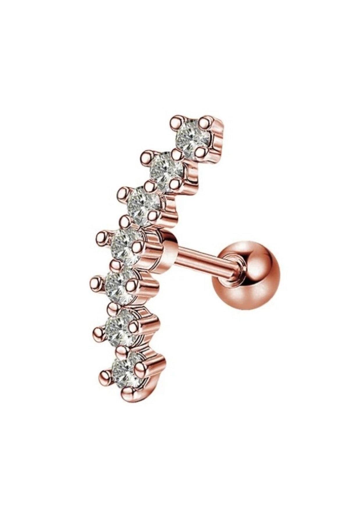 Helix Küpe Piercing Cerrahi Çelik 316l Roz Renk 1 Adet