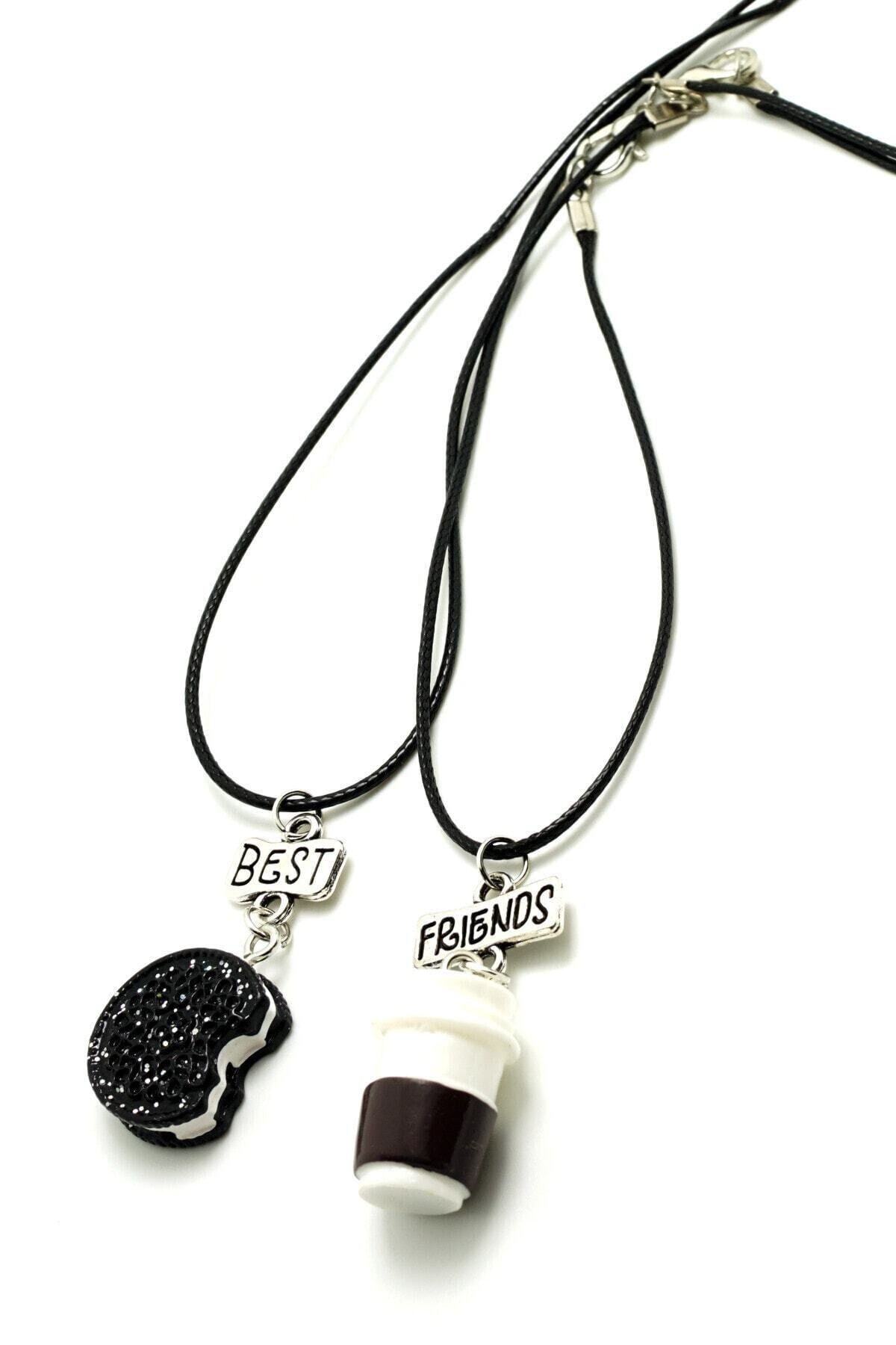 Kahve Oreo Best Friends Bff Suni Deri Ipli Kolye 2li