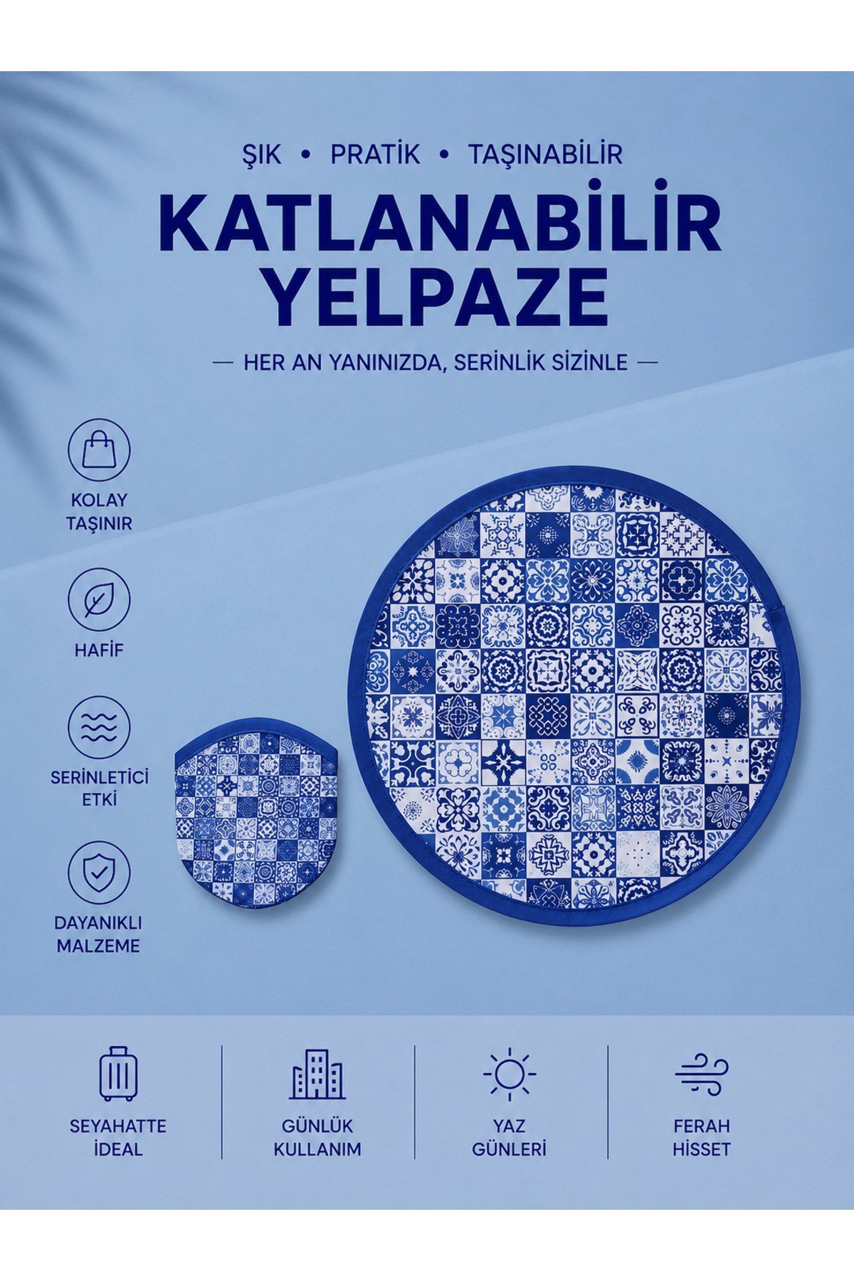 Katlanabilir Kolay Taşınabilir Yuvarlak Yelpaze