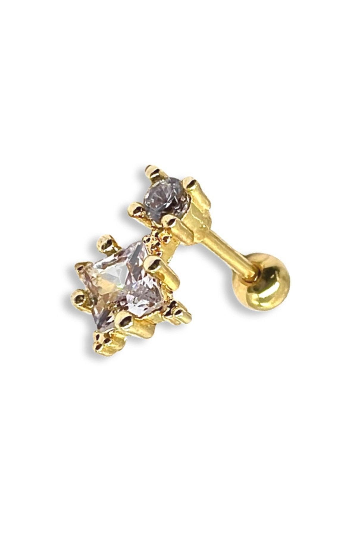 Kutup Yıldızı Çelik Tragus Kıkırdak Helix Piercing Gold Renk 1 Adet