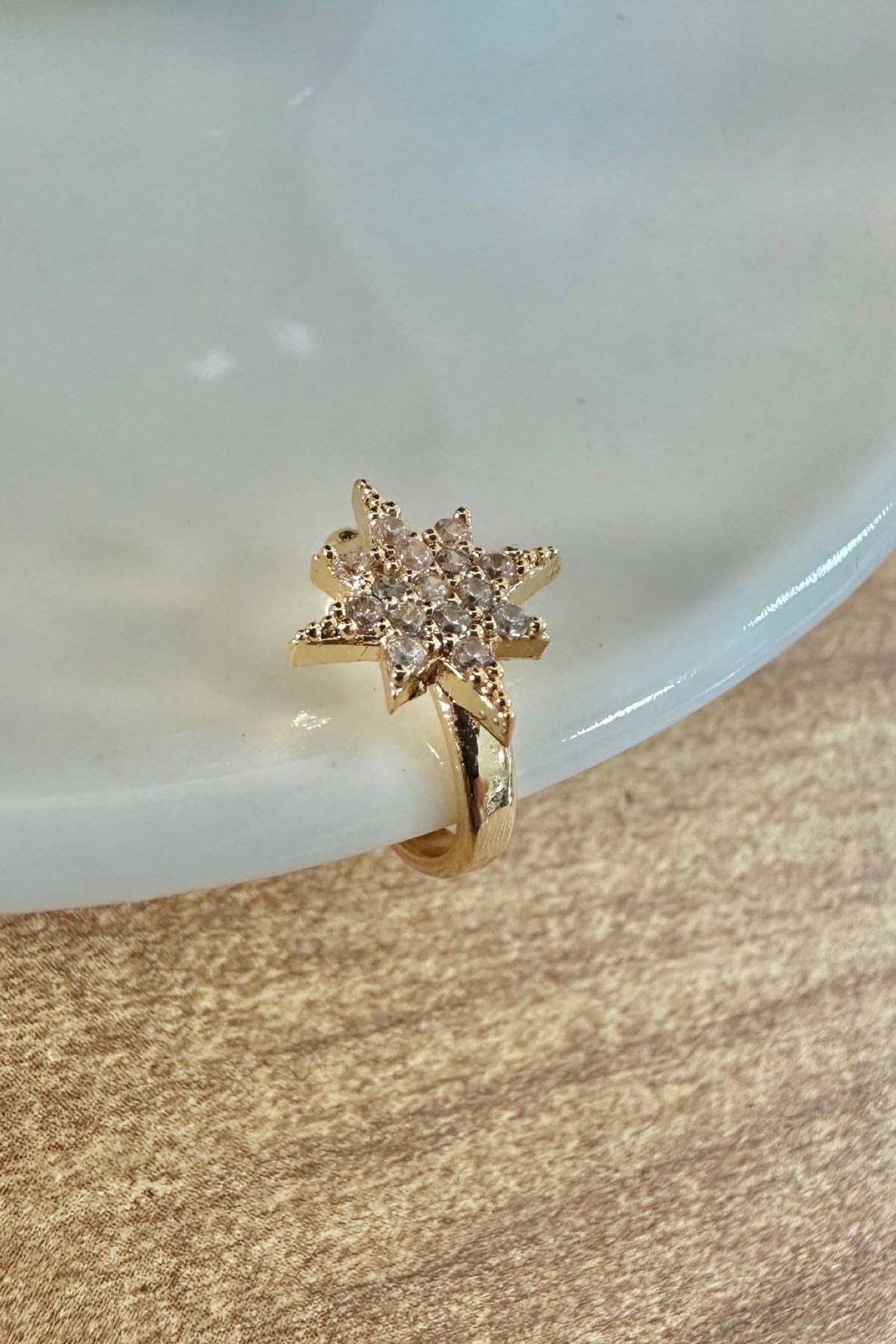 Kutup Yıldızı Earcuff Kıkırdak Küpe Delik Gerektirmeyen Küpe Gold Renk
