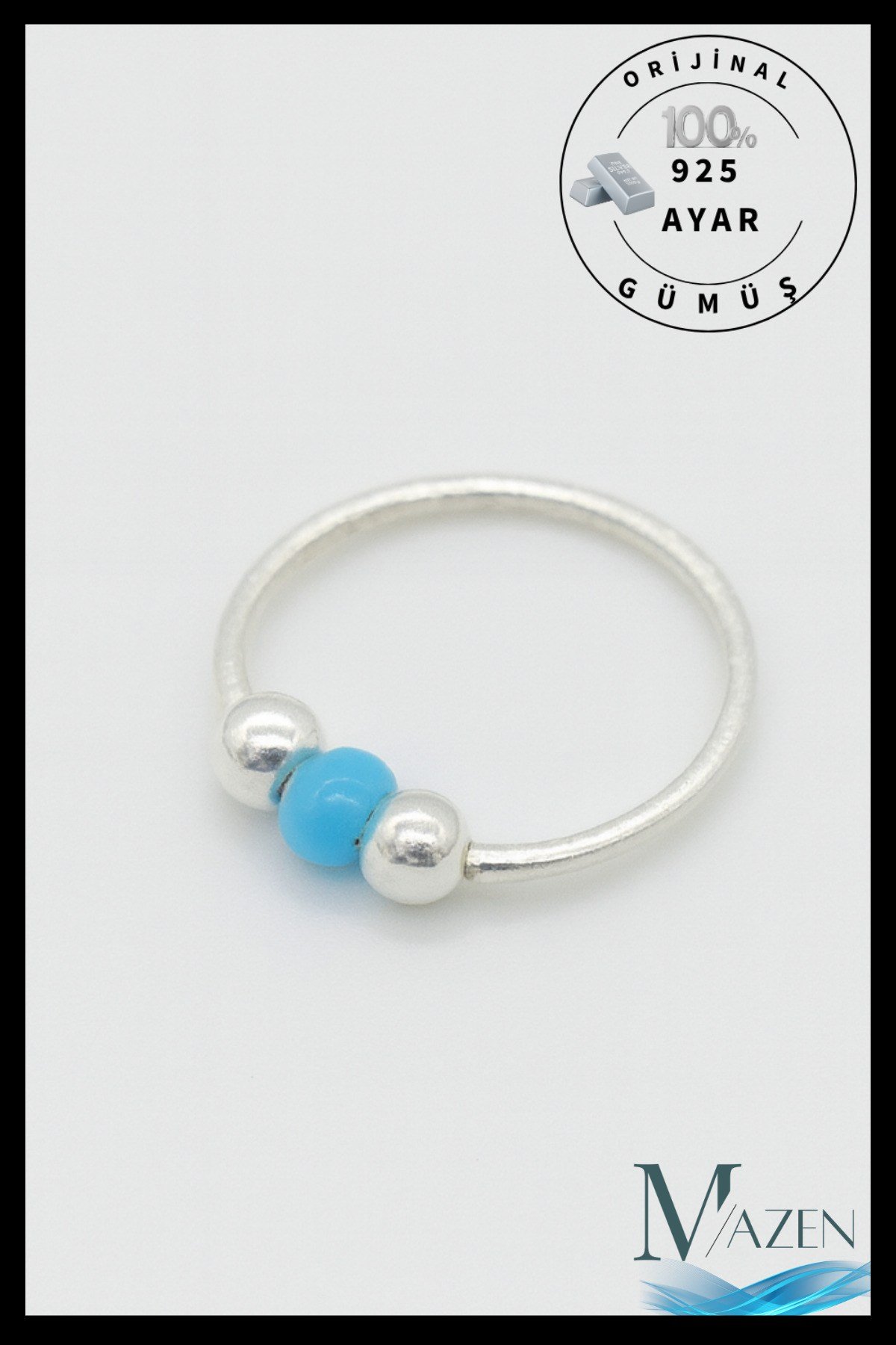 Mavi Toplu Halka | 925 Ayar Gümüş Tekli Hızma | Minimalist Burun Piercing | Kadın Takı Aksesuar