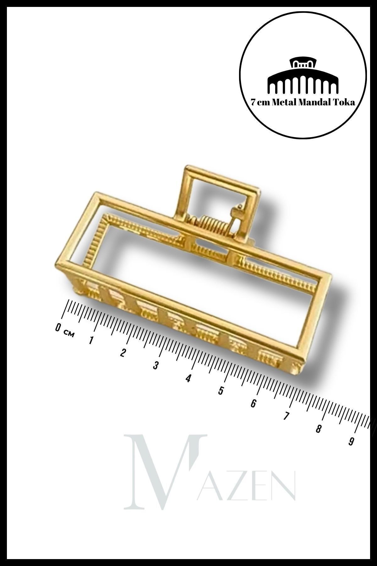 Metal, Dikdörtgen , Mandal Toka - Kırılmaz Saç Tokası- Kadın Toka 7 Cm