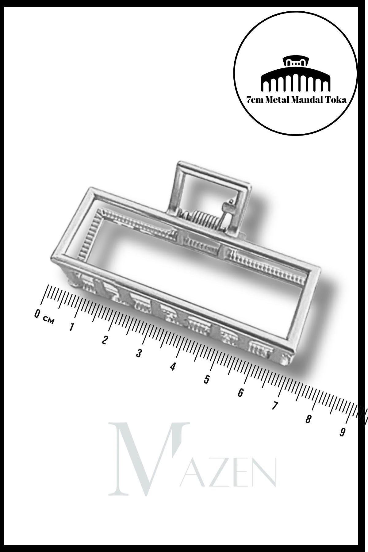 Metal, Dikdörtgen , Mandal Toka - Kırılmaz Saç Tokası- Kadın Toka 7 Cm