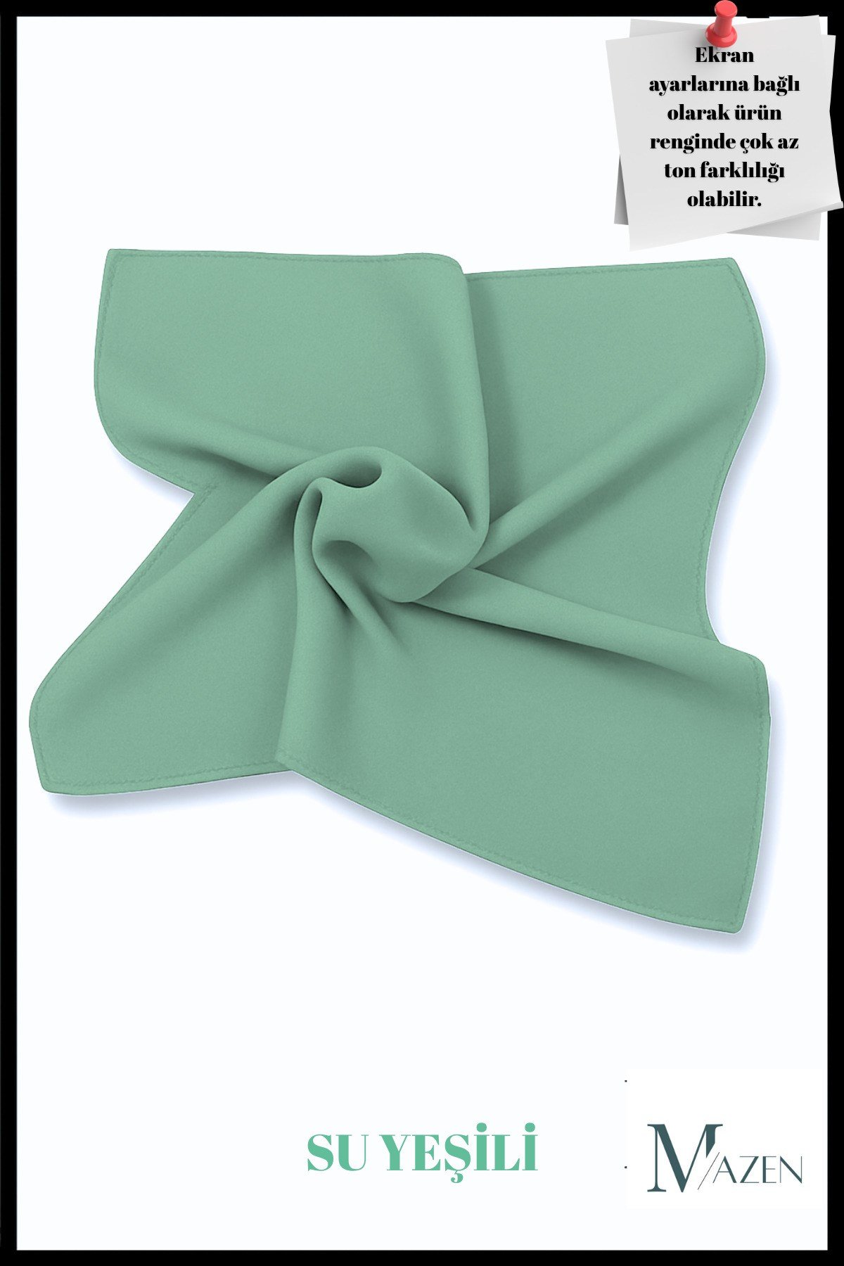 Mint Yeşili Renkli Düz Şifon Fular Çok Amaçlı 45x45 cm