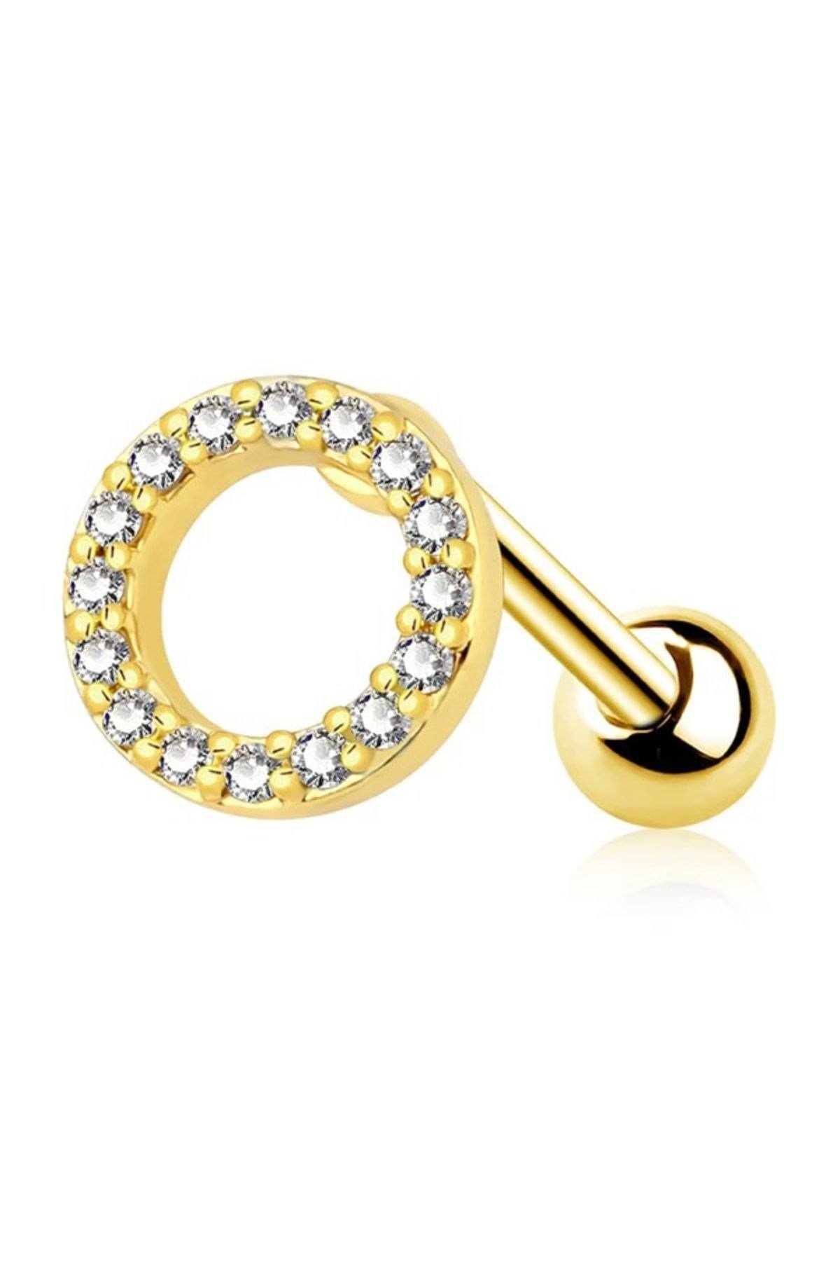 Oval Model Çelik Tragus Kıkırdak Helix Piercing Gold Renk 1 Adet