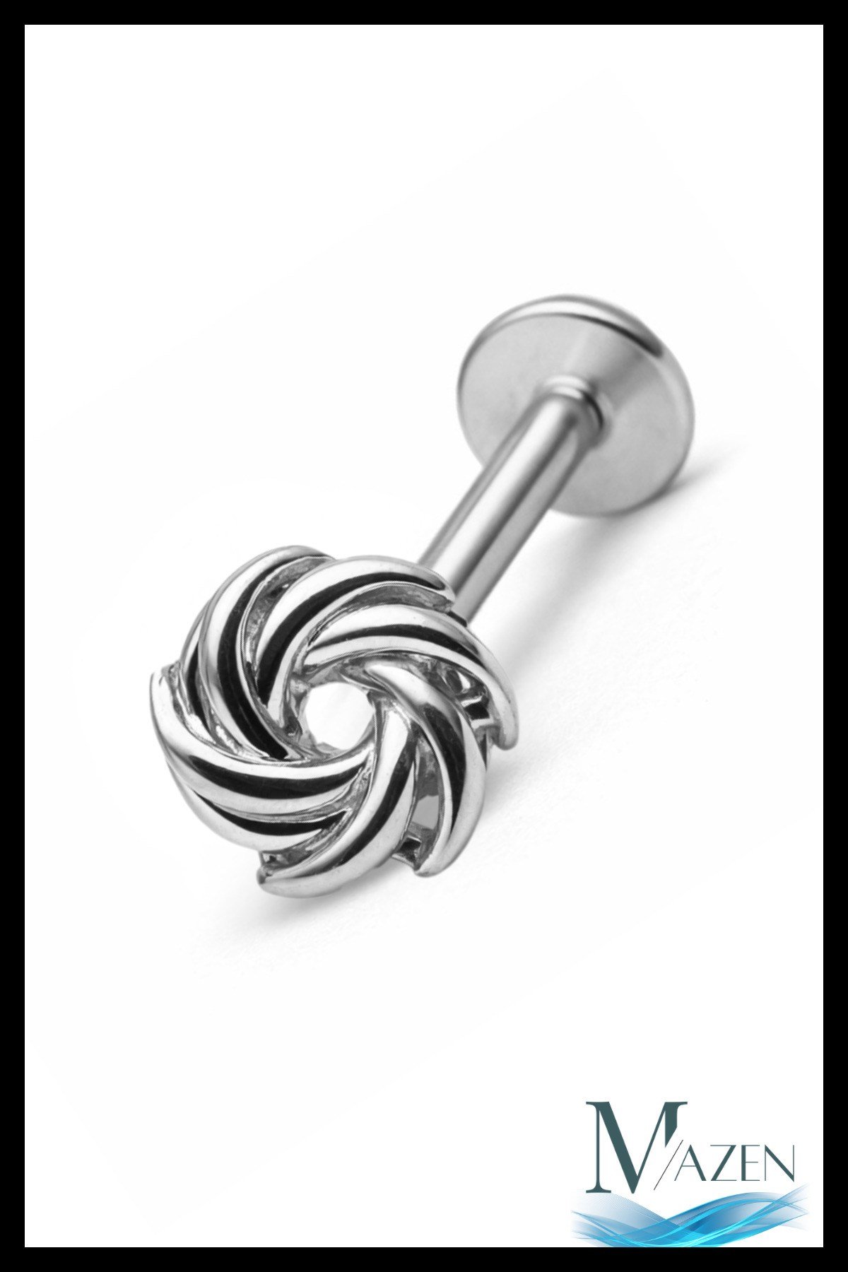Oval Spiral Model Arkası Düz Piercing | 316L Çelik | Gümüş Renk | Tragus Helix Piercing