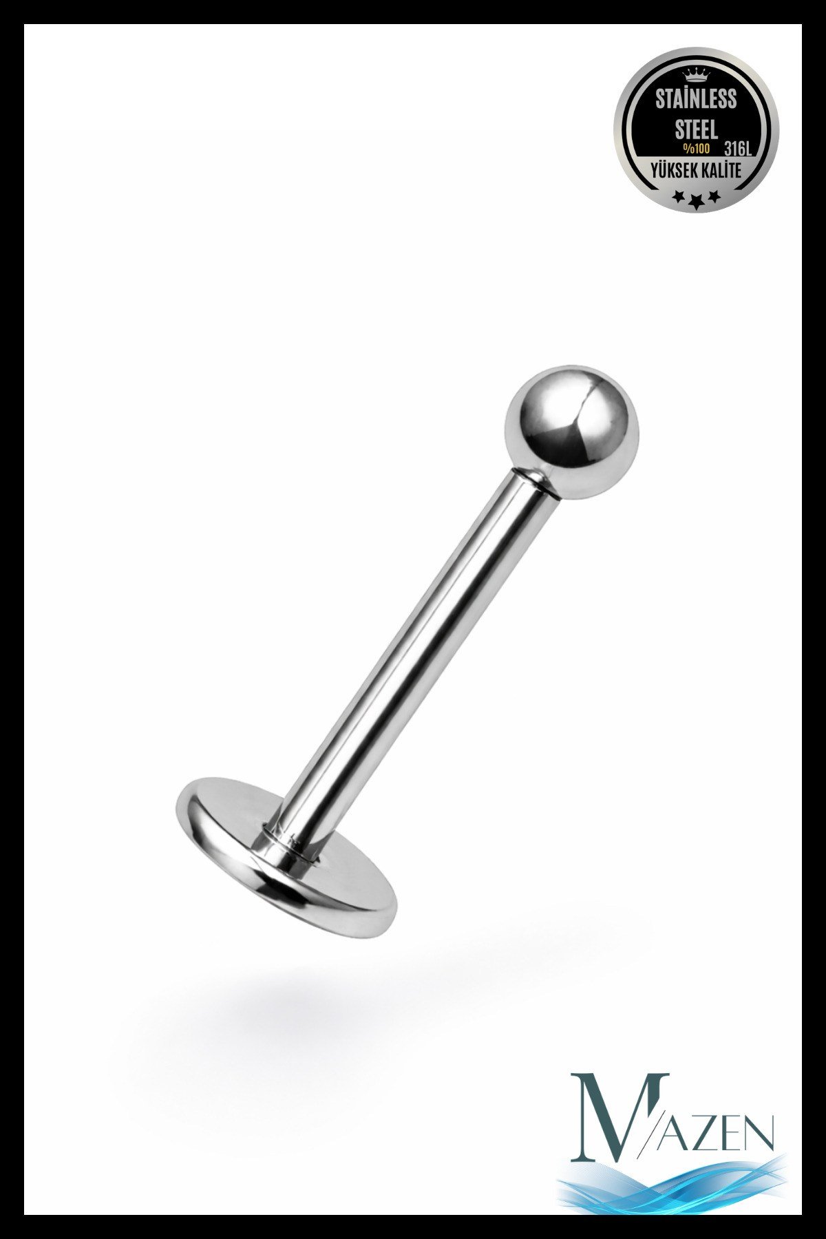 Paslanmaz Kararmaz Cerrahi Çelik Labret Dudak Tragus Kıkırdak Piercing Gümüş Kısa Boy