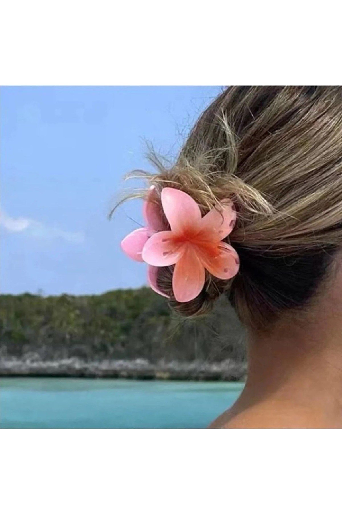 Pembe Lotus Çiçek Parlak Akrilik Kadın Mandal Toka