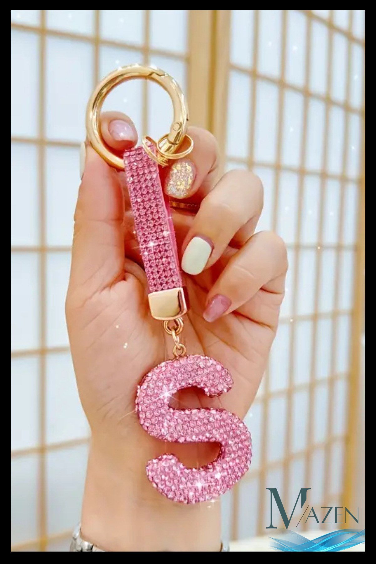 Pembe VIP S Harfi Anahtarlık | Taşlı Charm | Çanta Uyumlu Işıltılı Aksesuar