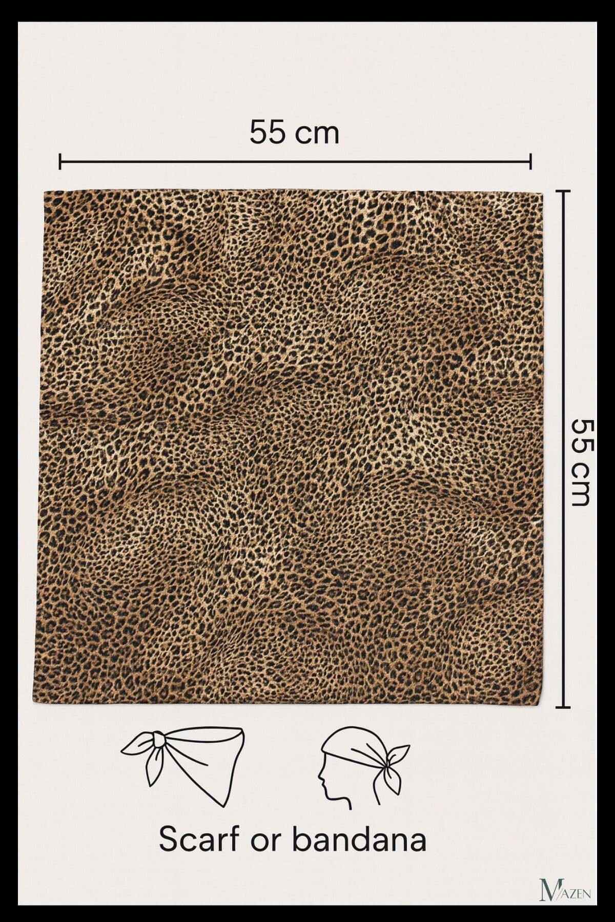 Sık Leopar Desenli Bandana | 55x55 cm | Saten Kare Fular | Kadın Saç Aksesuarı