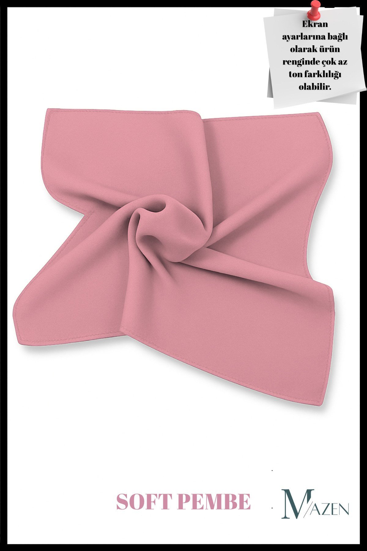 Soft Pembe |kare Şifon Fular 45x45 | Boyun Çanta Pantolon Bilek Aksesuarı | Düz Renk Şık Fular