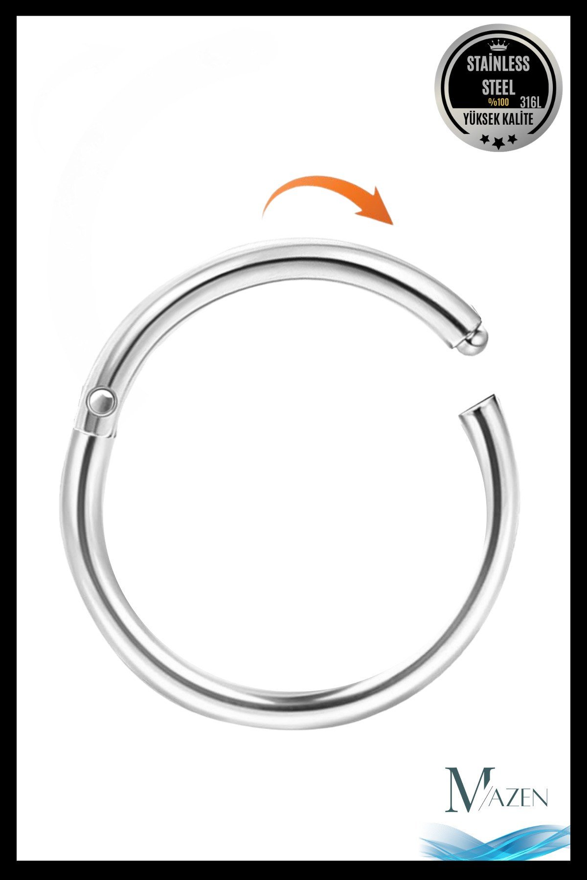 Tam Halka Piercing | 316l Cerrahi Çelik | Kararmaz | Tragus Helix Kıkırdak | Gümüş | Beden Seçenekli