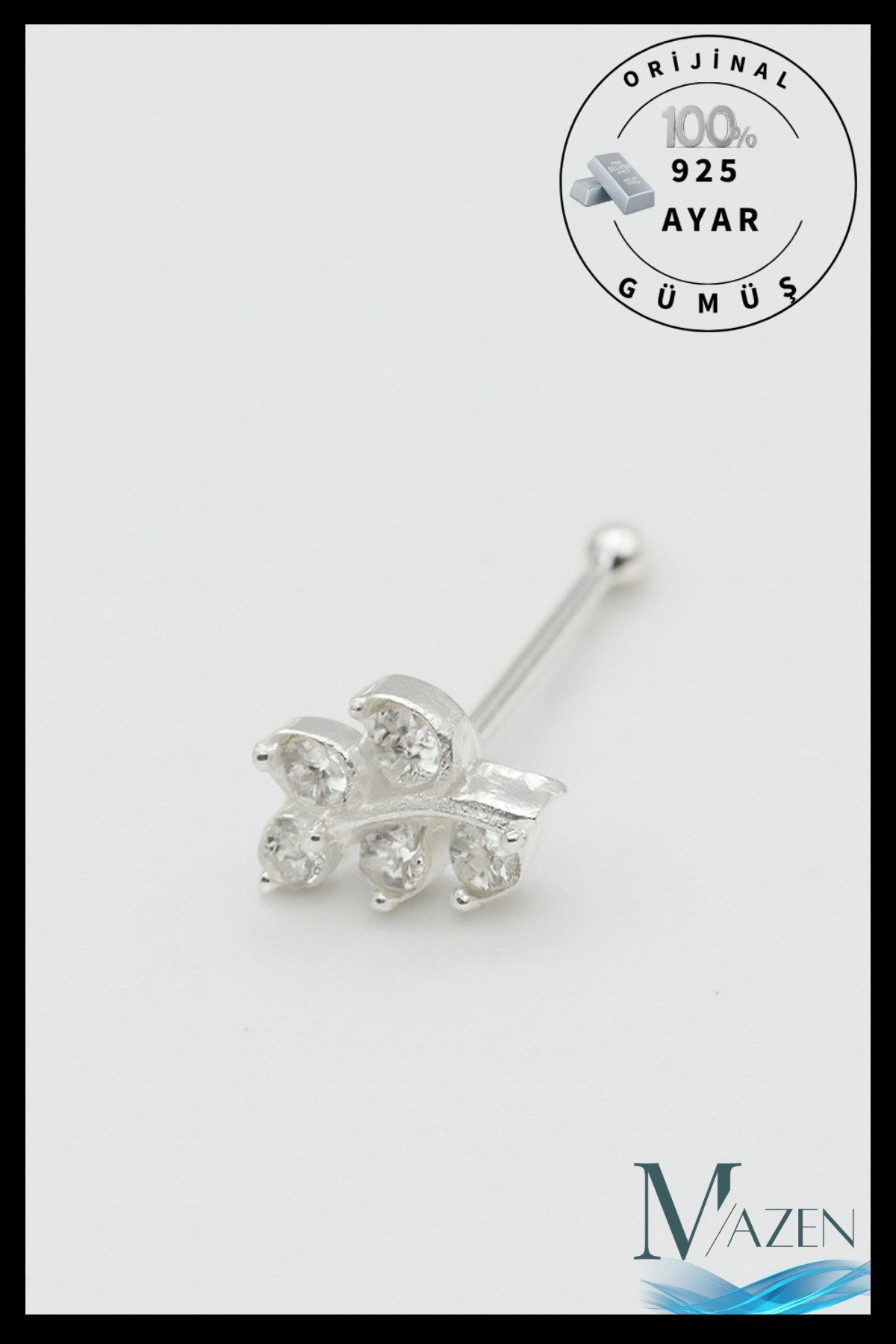 Yaprak Model | 925 Ayar Gümüş Tekli Hızma | Minimalist Burun Piercing | Kadın Takı Aksesuar
