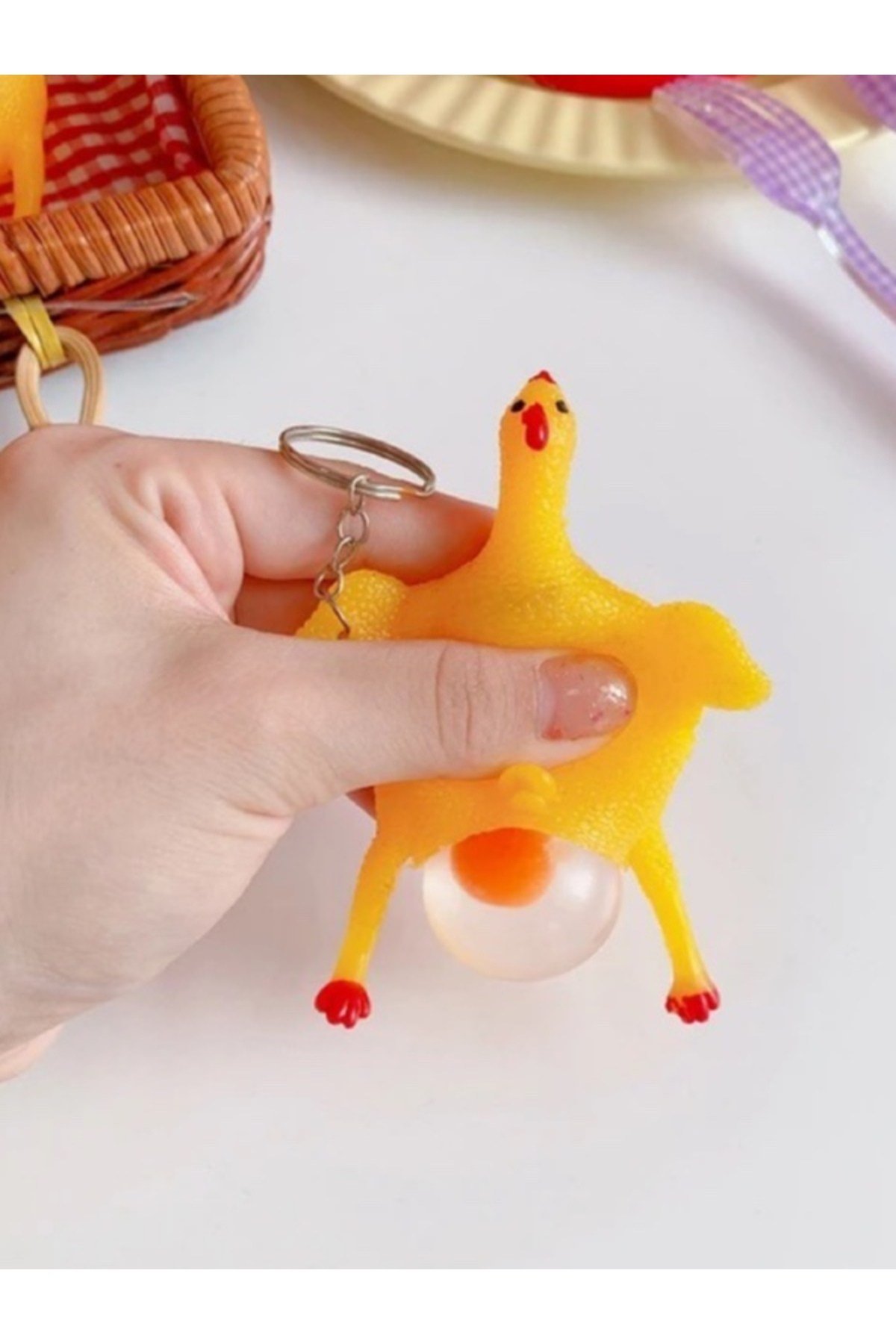 Yumurtlayan Squishy Tavuk Anahtarlık Oyuncak Çanta Cüzdan Süsü