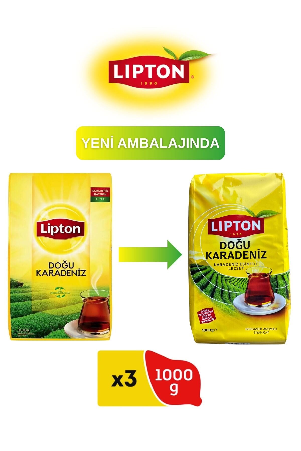 Doğu Karadeniz Bergamot Aromalı Dökme Çay 1000 gr X 3 Adet