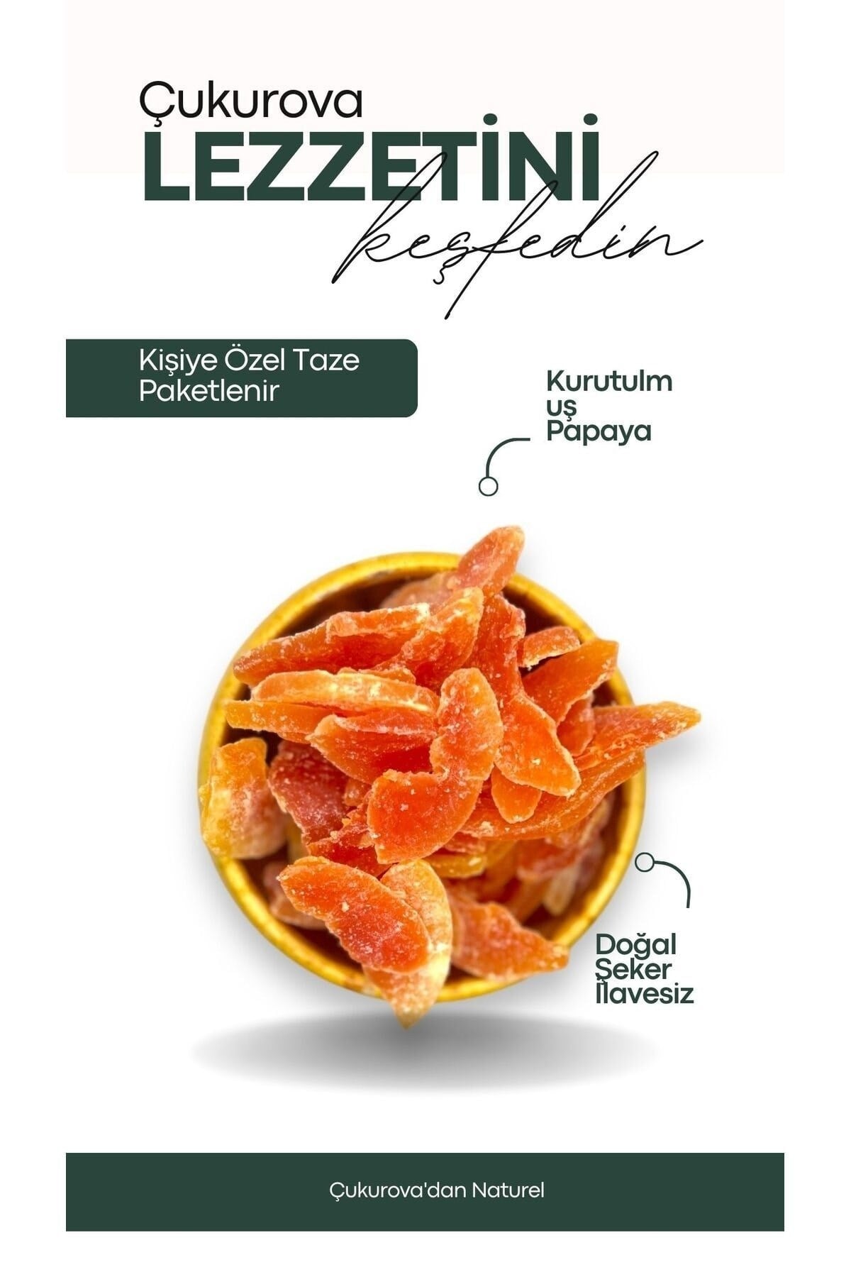 Kurutulmuş Papaya Doğal Deluxe Yeni Mahsul 100 Gr