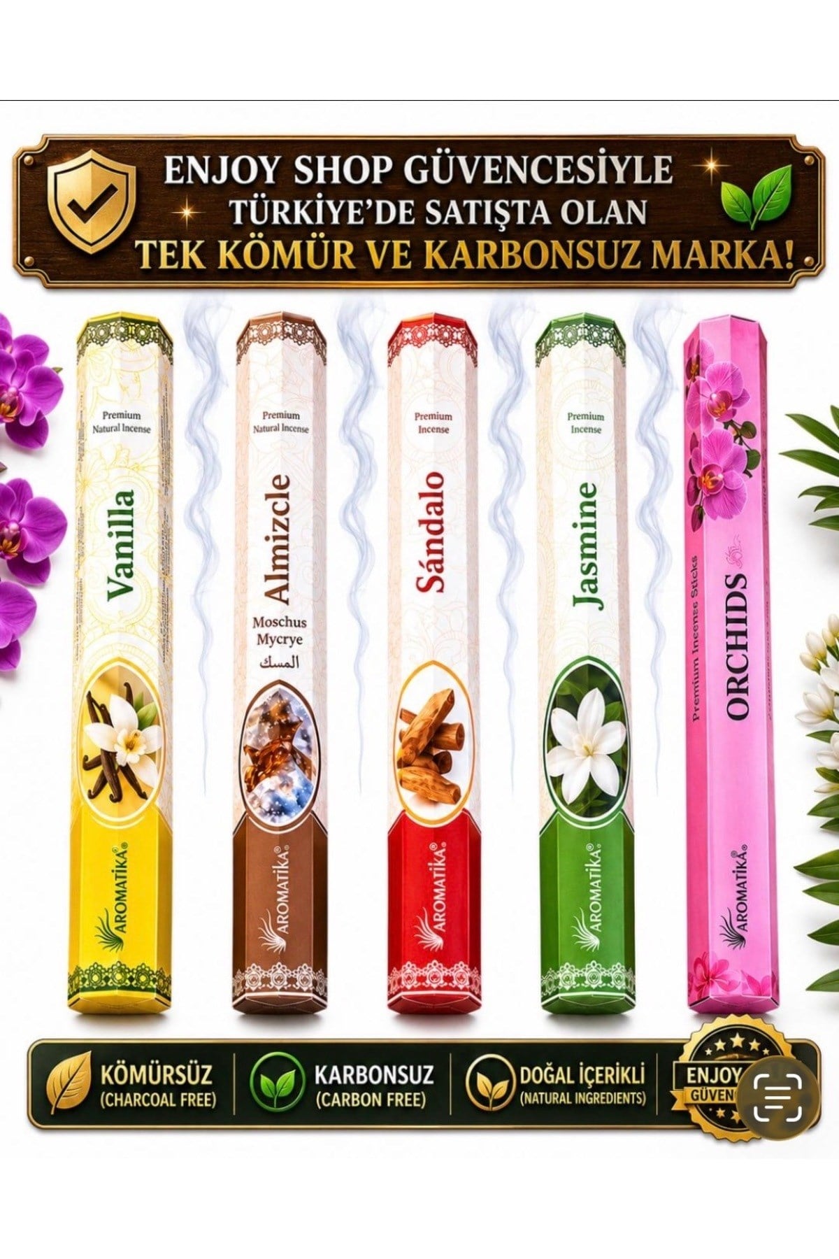 Tütsü 6 Çeşit 120 Adet Tütsü Çubuğu Gül, Yasemin, Leylak, Lavanta, Manolya, Gardenya Ve Tütsülük