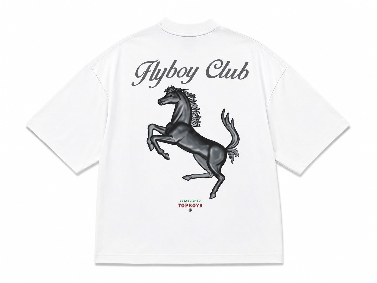 Flyboy Club At Figürlü Baskılı Oversize Tişört - Beyaz