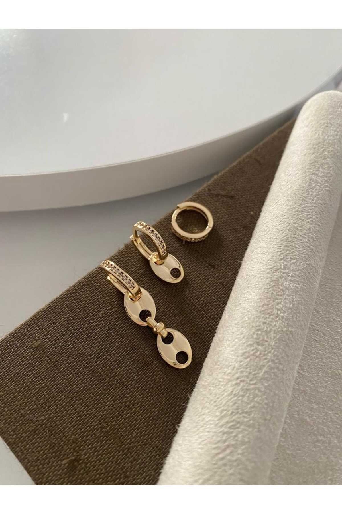 3'lü özel seri mers gold küpe