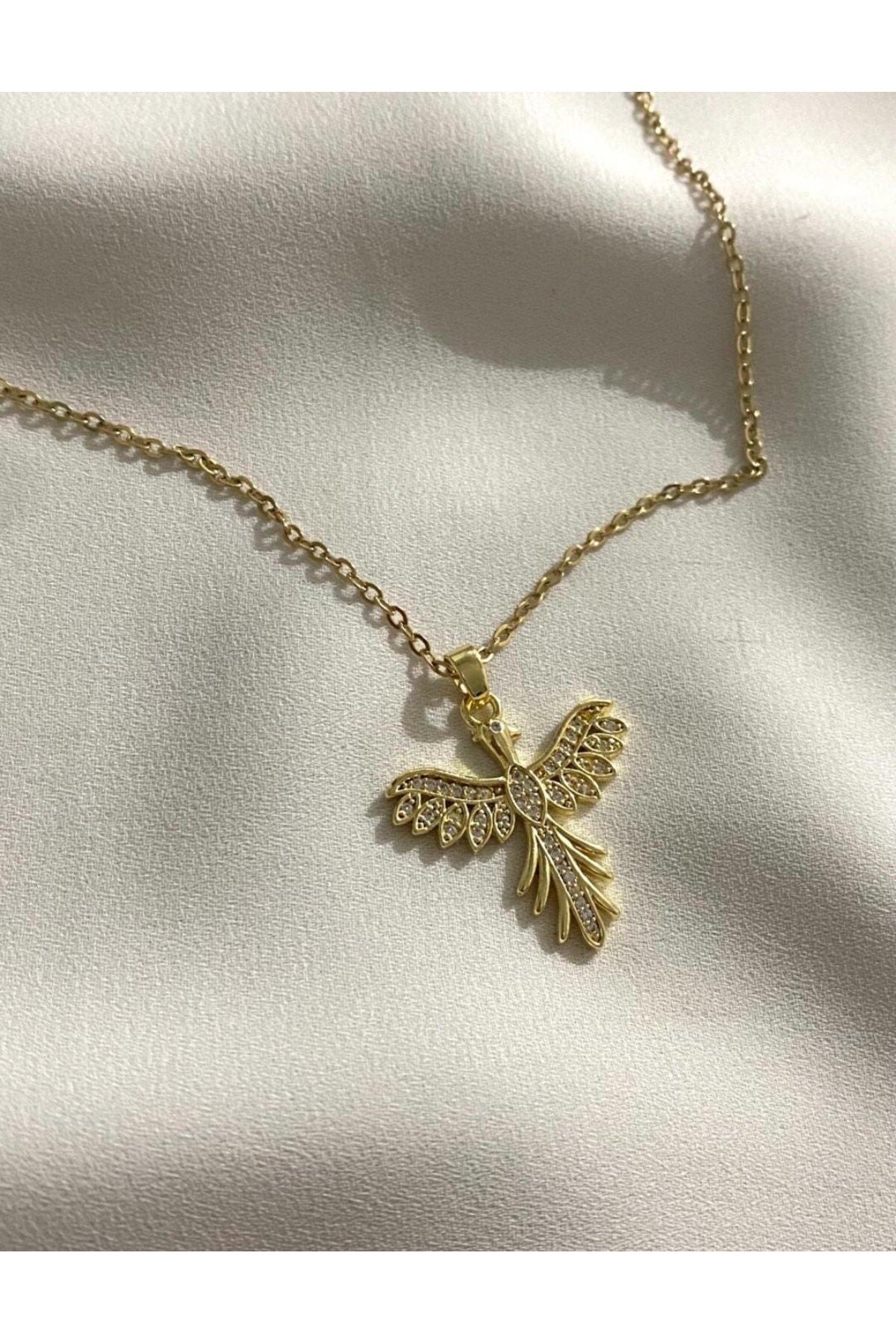 Çelik anka kusu gold kolye