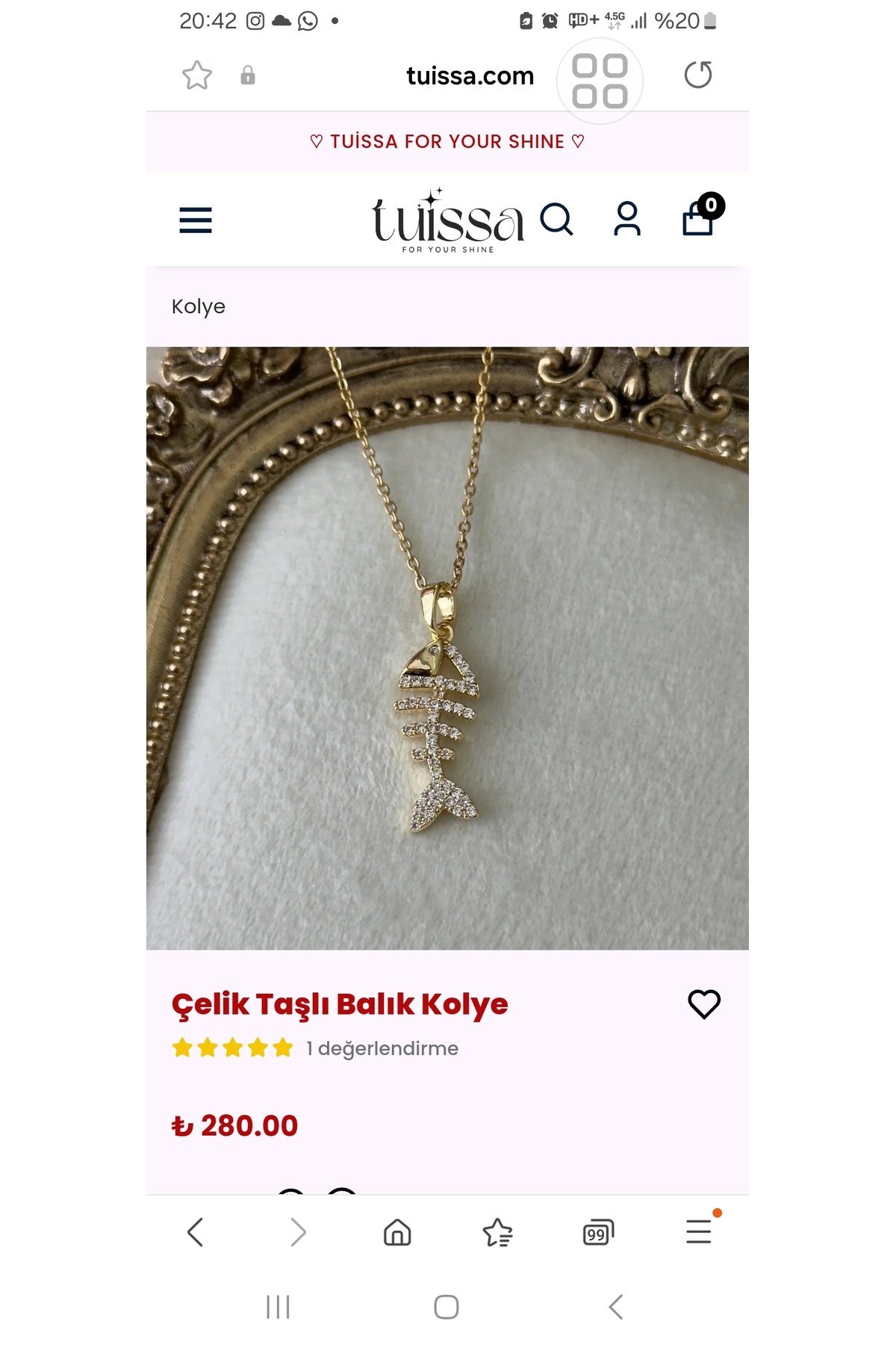 Çelik Balık Kolye