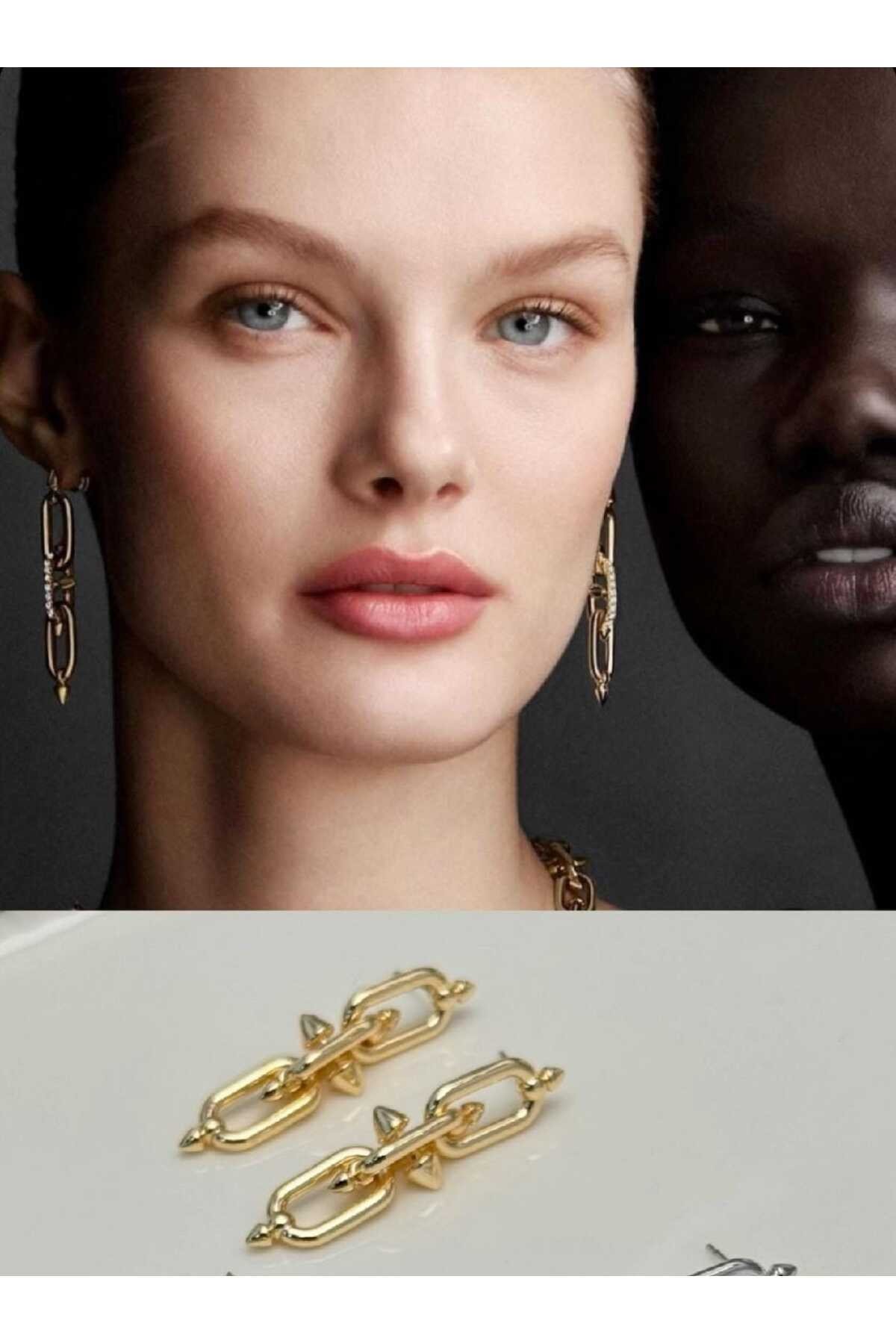 Çelik gold dupp küpe