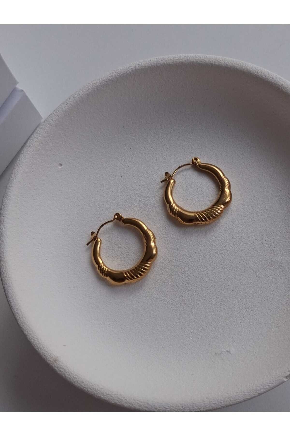 Çelik Gold Halka Küpe