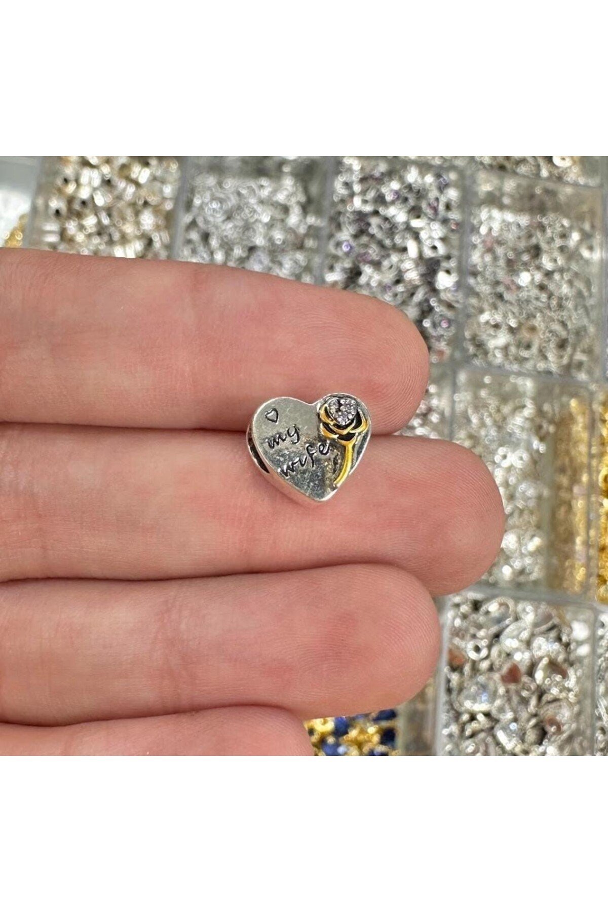 Çelik kalp charm
