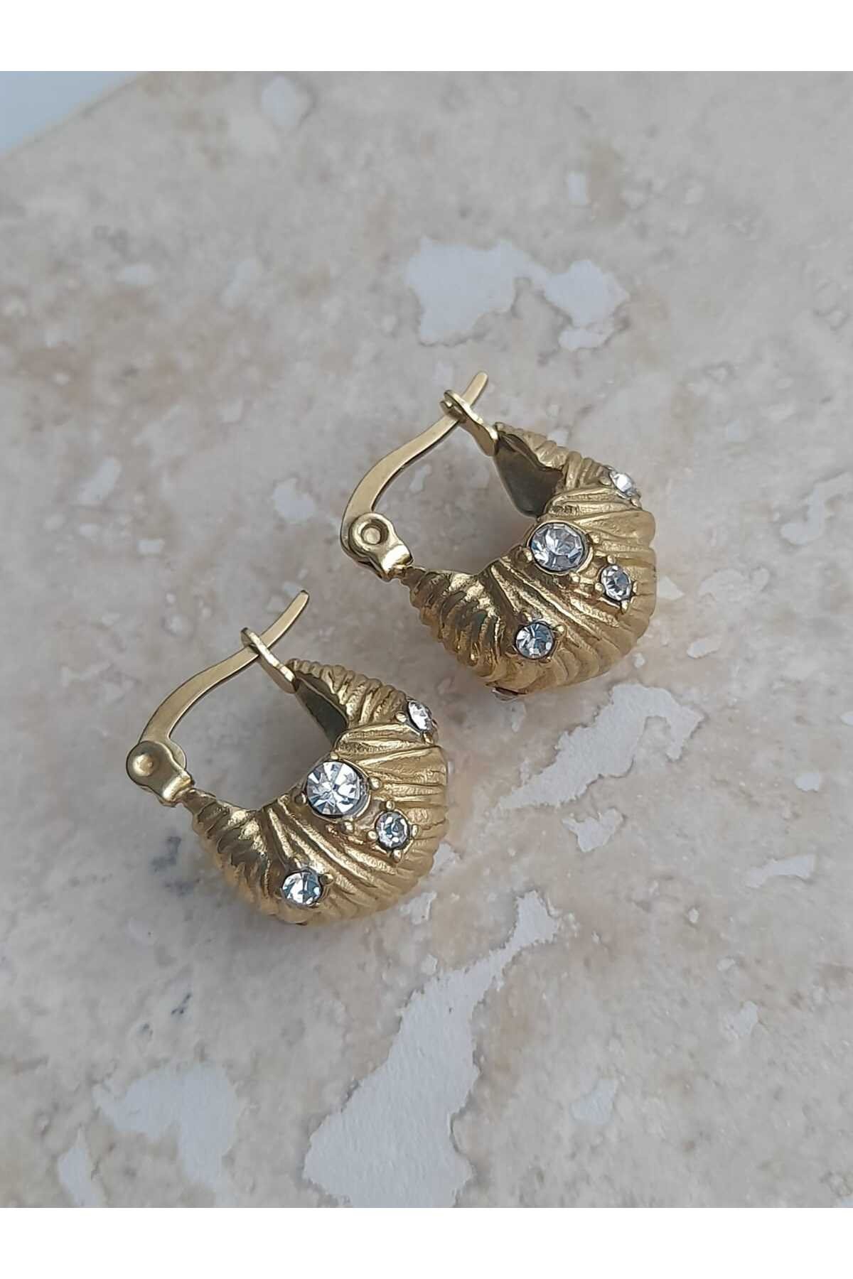 Çelik Loops Gold Sepet Küpe 1.5cm